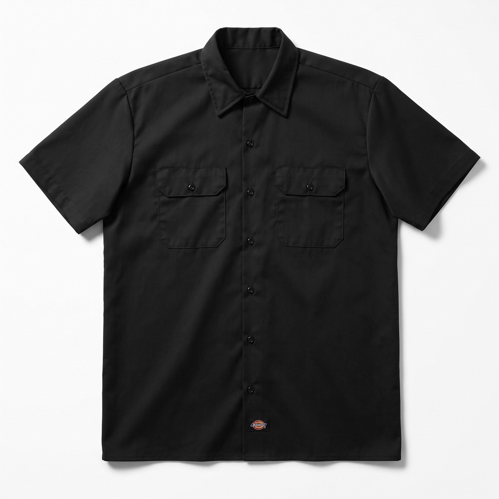 Dickies Flex L Black Short Sleeve Work Shirt Mens Casual Minimalist Athleisure